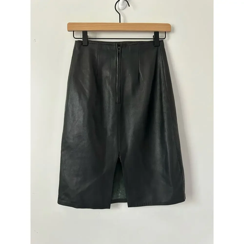 Vintage Black Leather Skirt by Contempo Casuals size 4